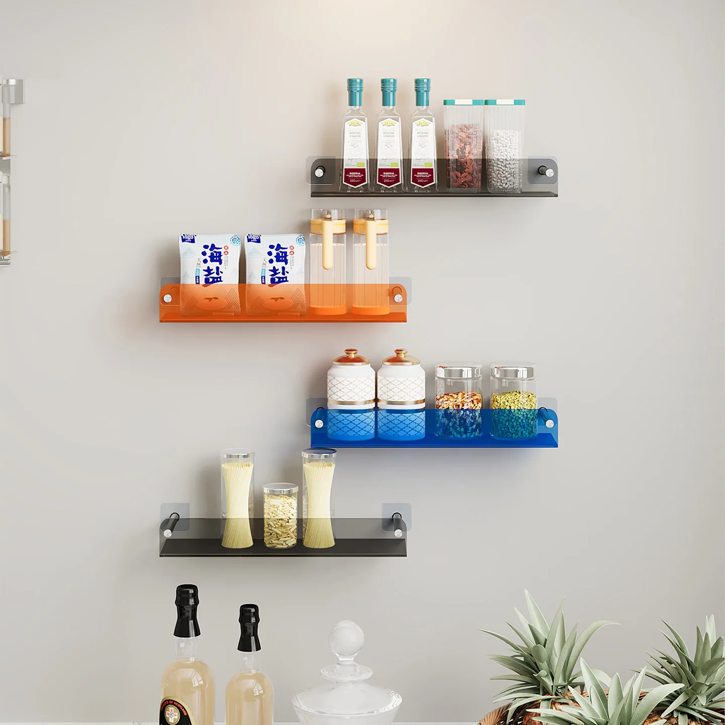 Light luxury kitchen rack narrow desktop multi-functional seasoning compartment condiment oil salt sauce vinegar multi-layer sto