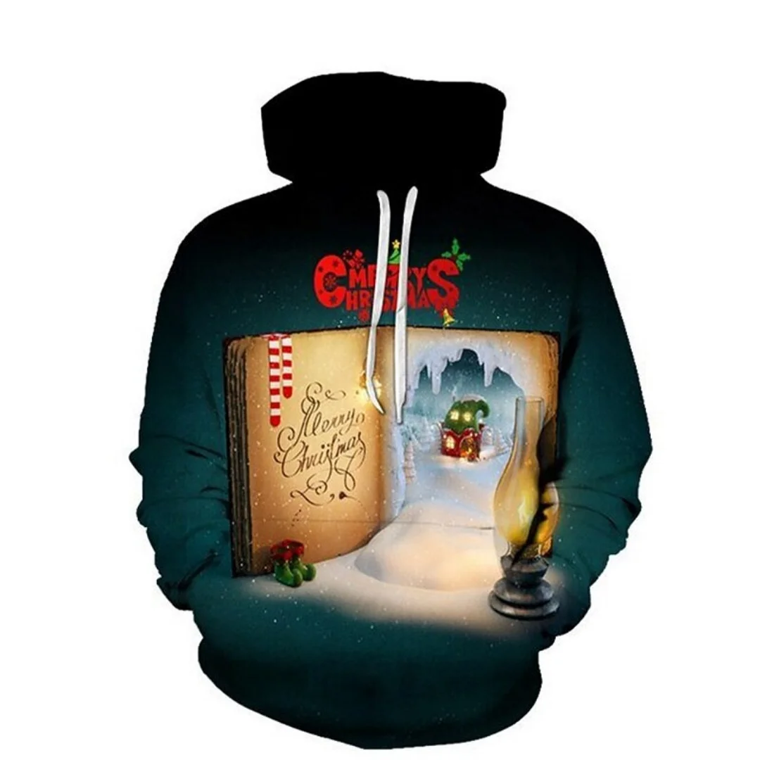 عيد الميلاد هوديس الرجال مضحك السترة مقنعين الجرافيك يطبع البيرة طباعة الرياضة اليومية 3D عارضة الملابس