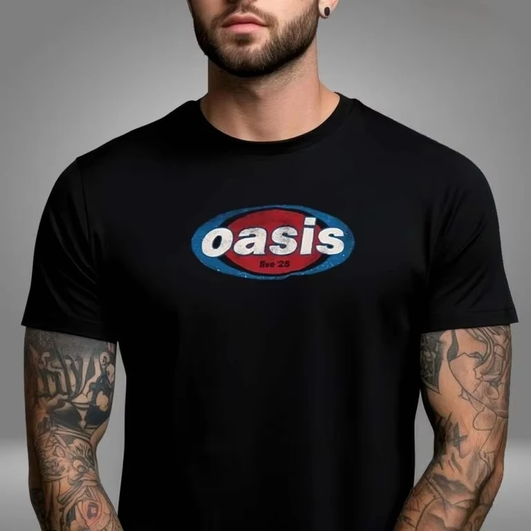 Top Sale Summer Oasis Merch für Cardiff Live 25 Cardiff auf 4. Juli 2025 Fotoband Zweiseitiges Unisex-T-Shirt