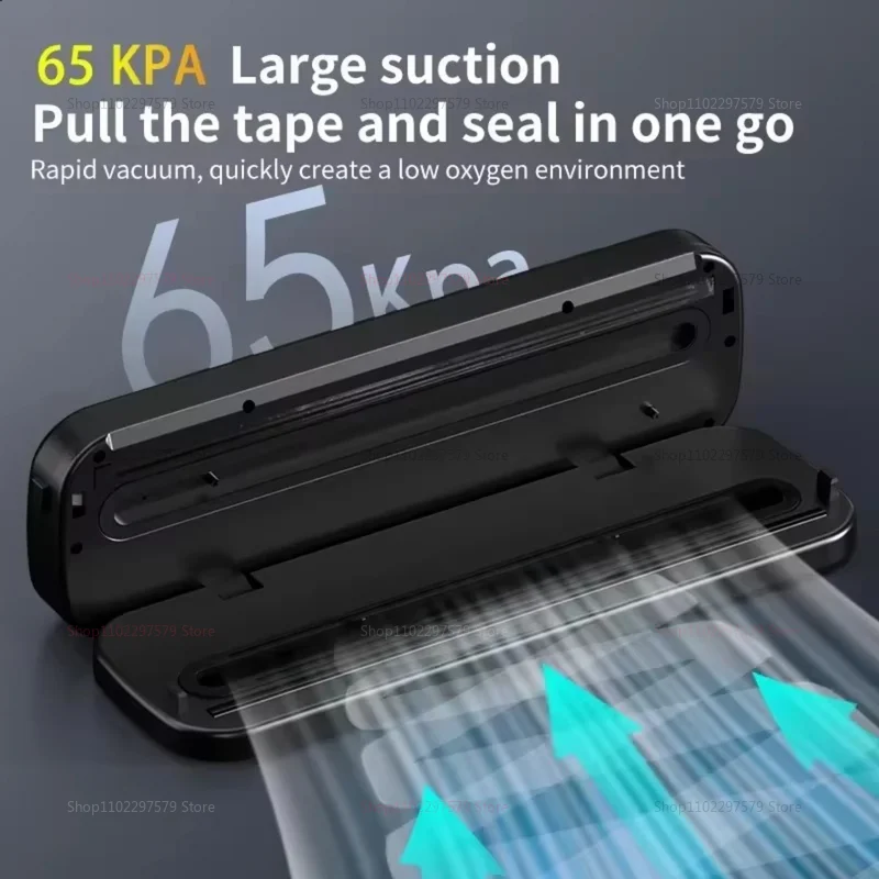 Electric Vacuum Sealer Built-in Cutter Kitchen Food Storage Seal Touch Button Dry/Wet Food Sealing Vacuum Packaging Machine