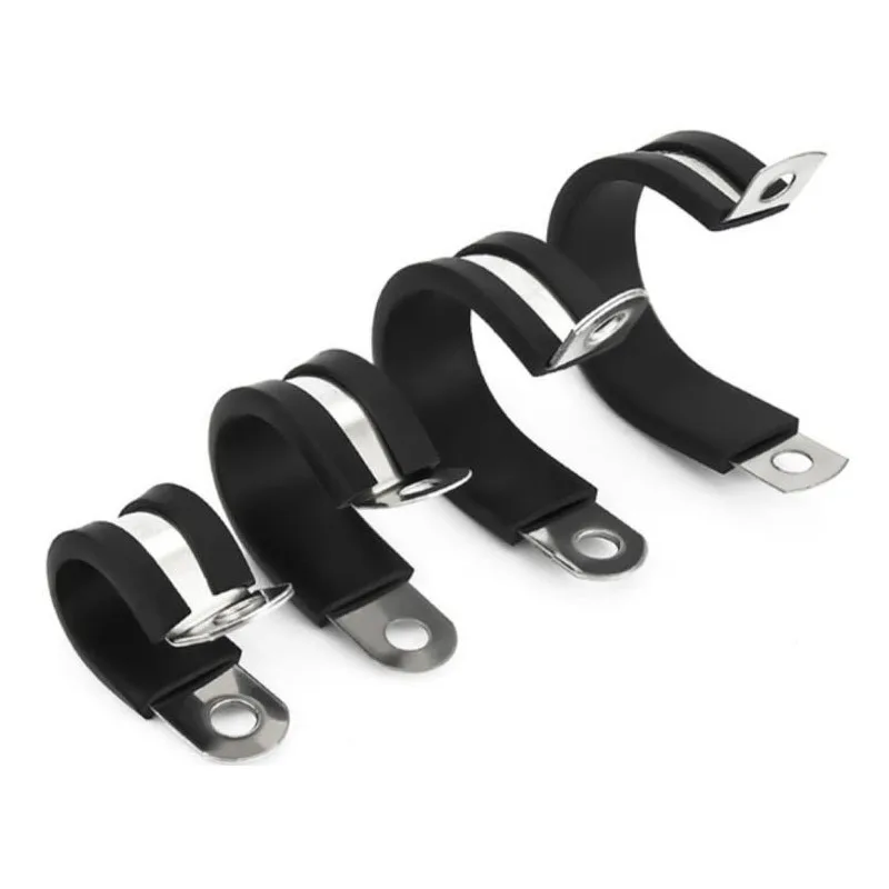 Cable Clamps Assortment Kit Stainless Steel Rubber Cushion Pipe Clamps Mounting Hose Pipe Fixed Fasteners Fitting Bracket