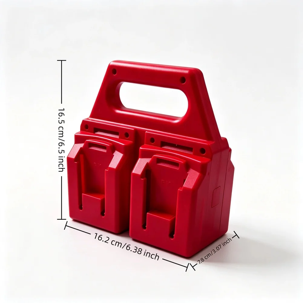 Red 4-Slot ABS For battery Holder Stand for For parkside 18V Batteries Storage Organizer Bracket Stable Mounting 16.2x7.8x16.5cm