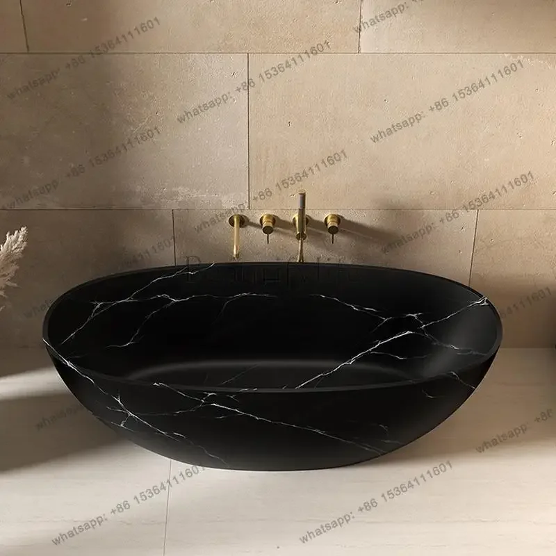 

yj19 Artificial Stone Bathtub, Marble Look Freestanding Tub for Hotel & Home, Heat Retention & Easy Clean, Body Contour Design
