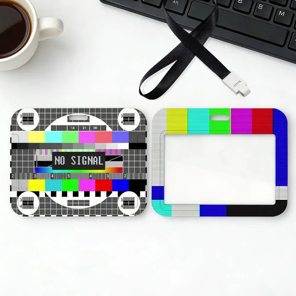 Vintage TV No Signal In 80s Card Holder Transportation Work Permit Cards ID Student Meal Cardcase