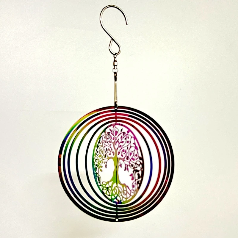 Mandala Wind Chime Stainless Steel 3D Rotating Hanging Ornament For Patio Garden Home Decor Dreamy Gift For Couples Birthday