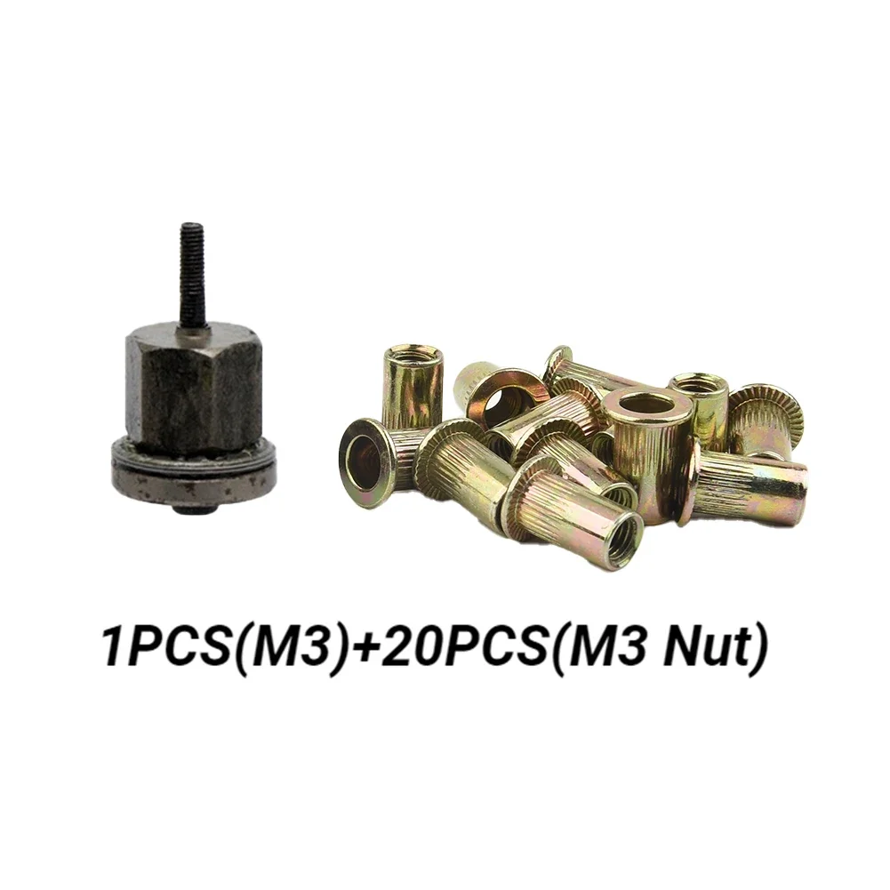 Set Of 21 Rivet Nut Components For M3 To M10 For Hand Riveter Includes Replacement Head And Galvanized Nuts For Longevity