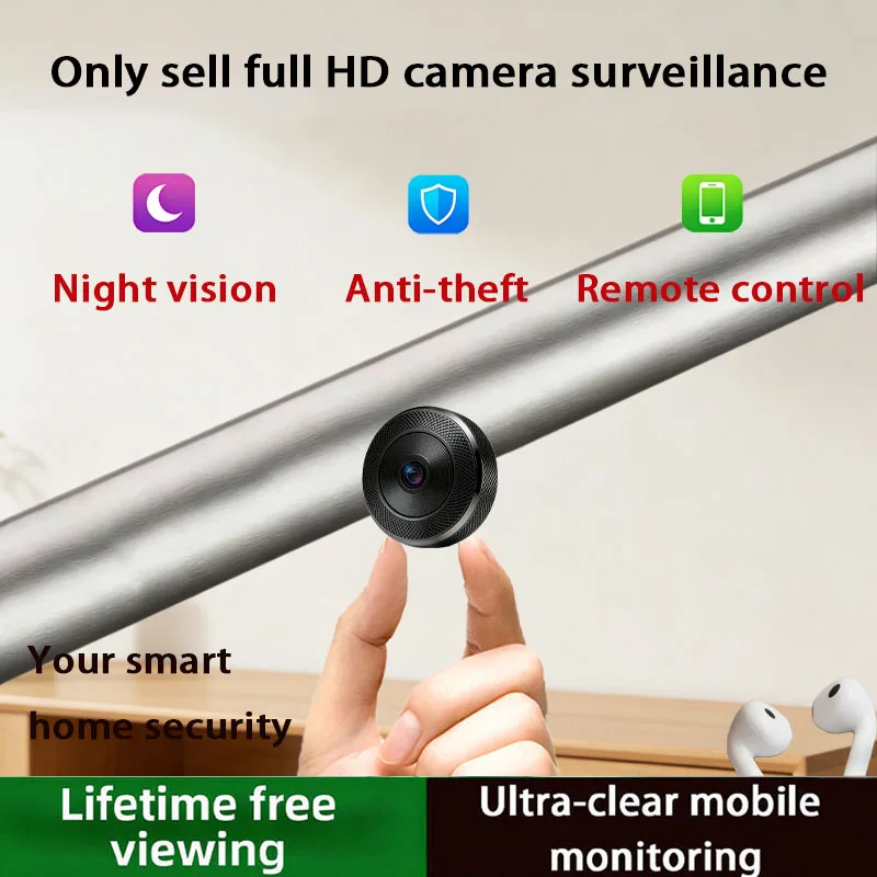 B Brand Home Smart Surveillance Camera Full Hd Wireless Wifi 360 °   Rotating, Plug-Free, Portable, Night Vision Recording, Motion Detection, Suitable for Indoor and Outdoor Use, Not Invisible/Not Hidden, Mobile Phone Control