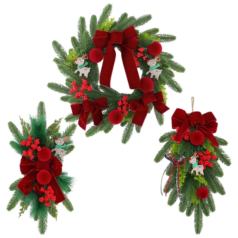 Weihnachten Weinrot Samtige Beeren Hängen Baum Simulation Kranz Schmuck Für Urlaub Party Tür Wand Dekore 3XUF – Detail 1