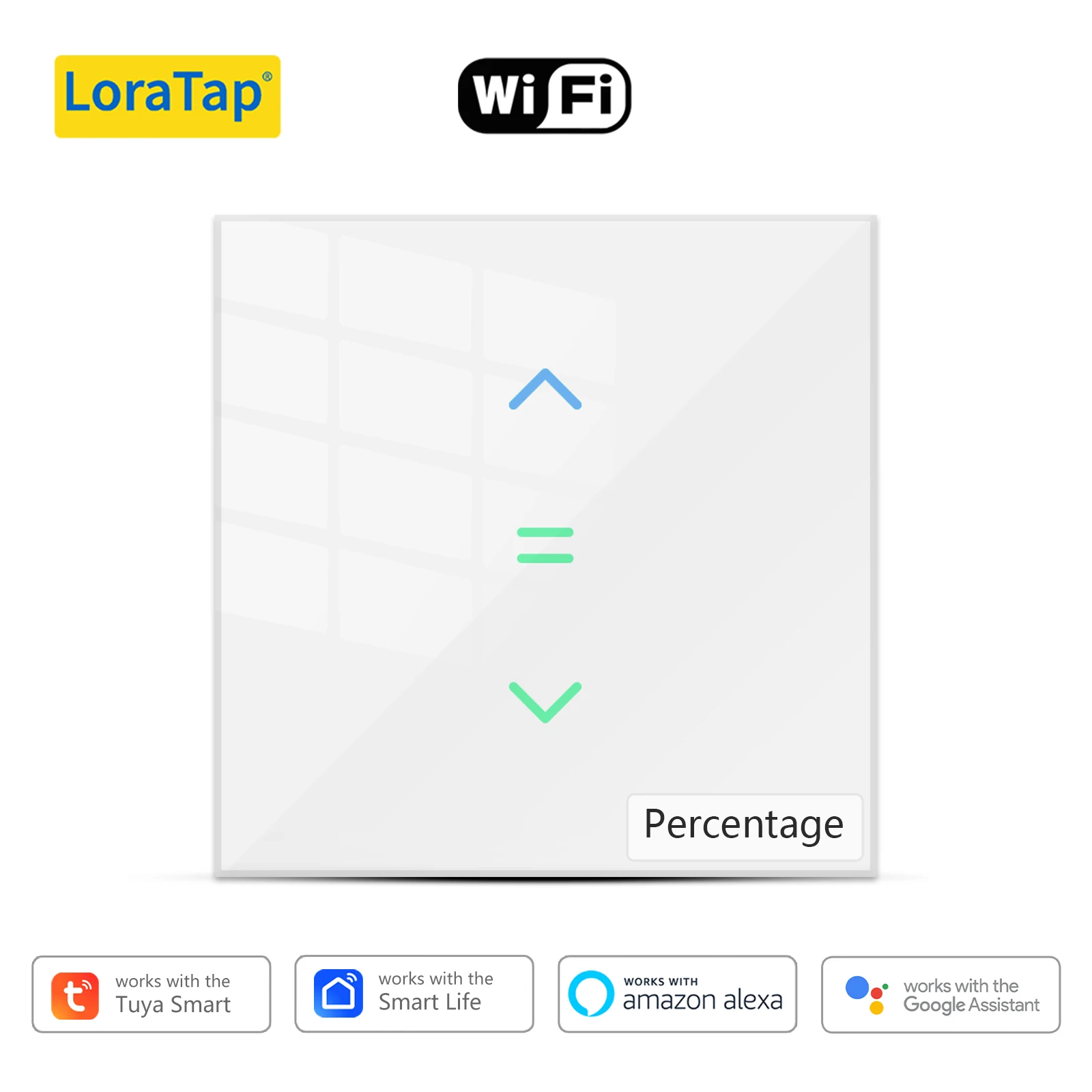 LoraTap Tuya Smart Life 7th Gen Curtain Swing Touch Panel Switch Progress Bar Display Control Voice Control Google Home Alexa