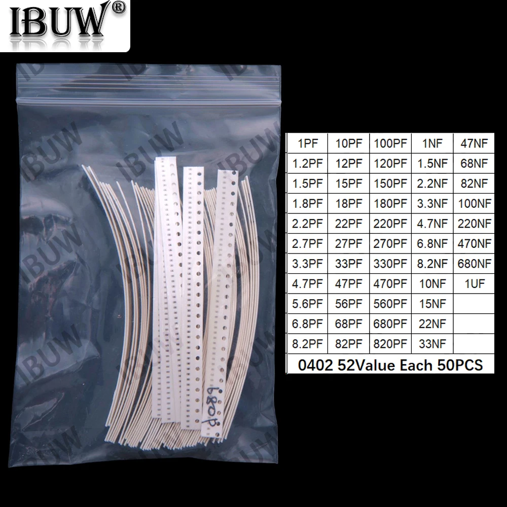 52Value 55Value Each 50PCS/25PCS 0402 0603 0805 1206 capacitor smd kit 1pf 1uf 10uf 0402 0603 0805