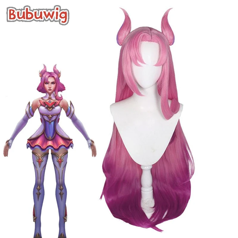 

Парик для косплея из синтетических волос Bubuwig Kaisa LOL Star Guardian Kai'Sa длиной 100 см, прямые, с розовым градиентом, термостойкие парики Вечерние