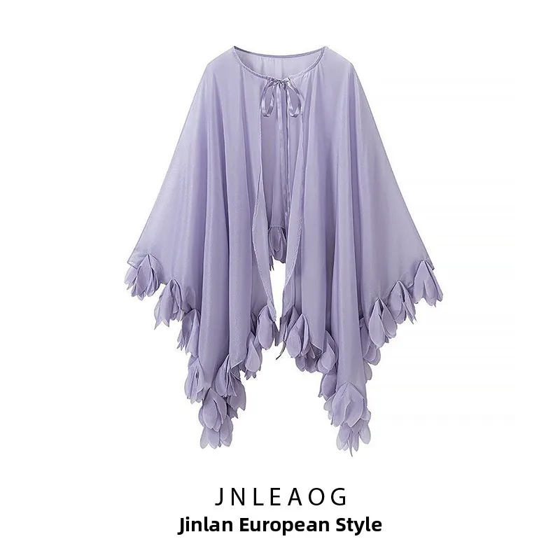 

Fashionable Spring New Women's Coat Shoulder Padded Sun Protection Clothing Long Sleeve Batwing Sleeve Polyester Fibre