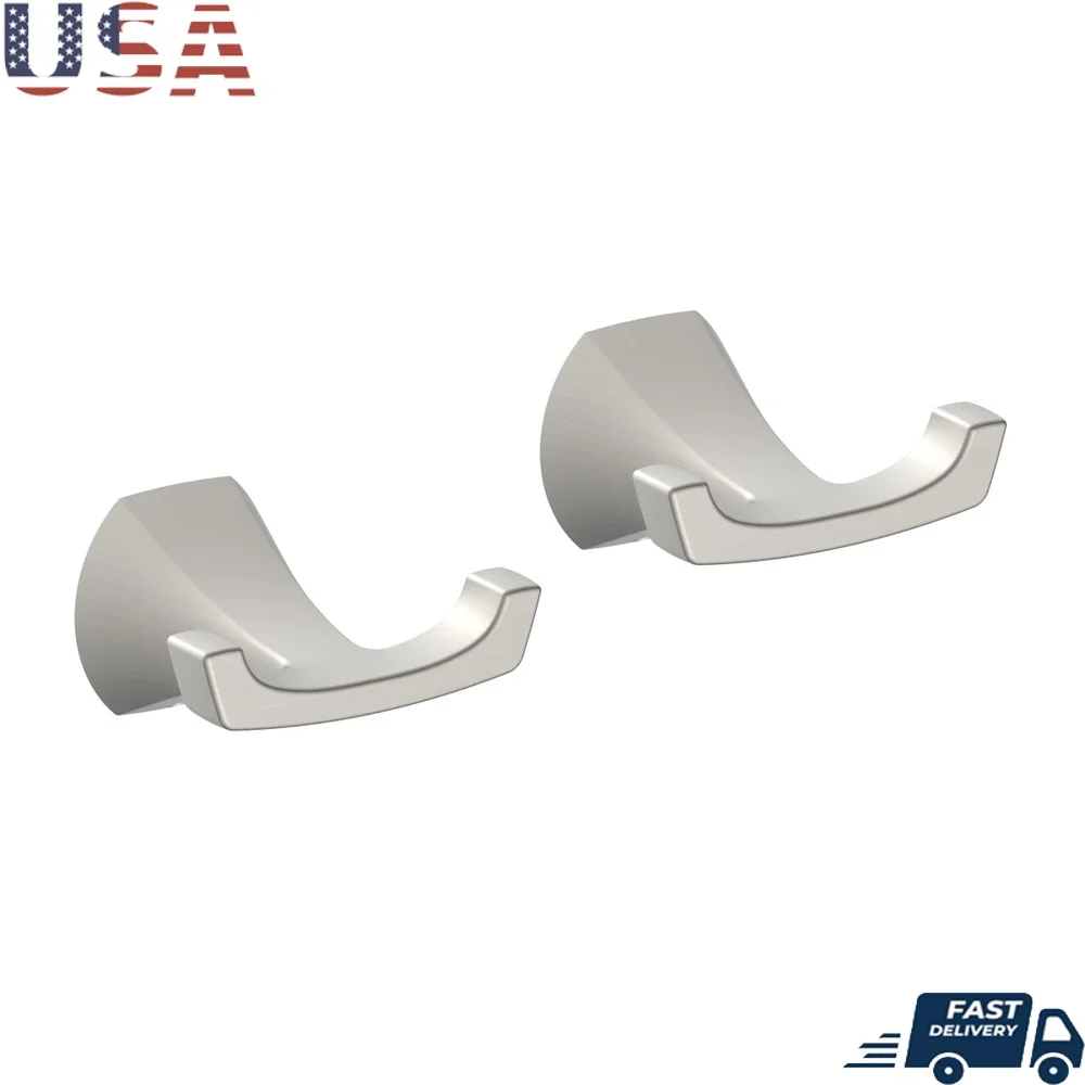 

Простой расклешенный настенный крючок для халата, комплект из 2 шт., атласная никелевая отделка, устойчивая к ржавчине, простая установка, фурнитура для ванной комнаты в комплекте