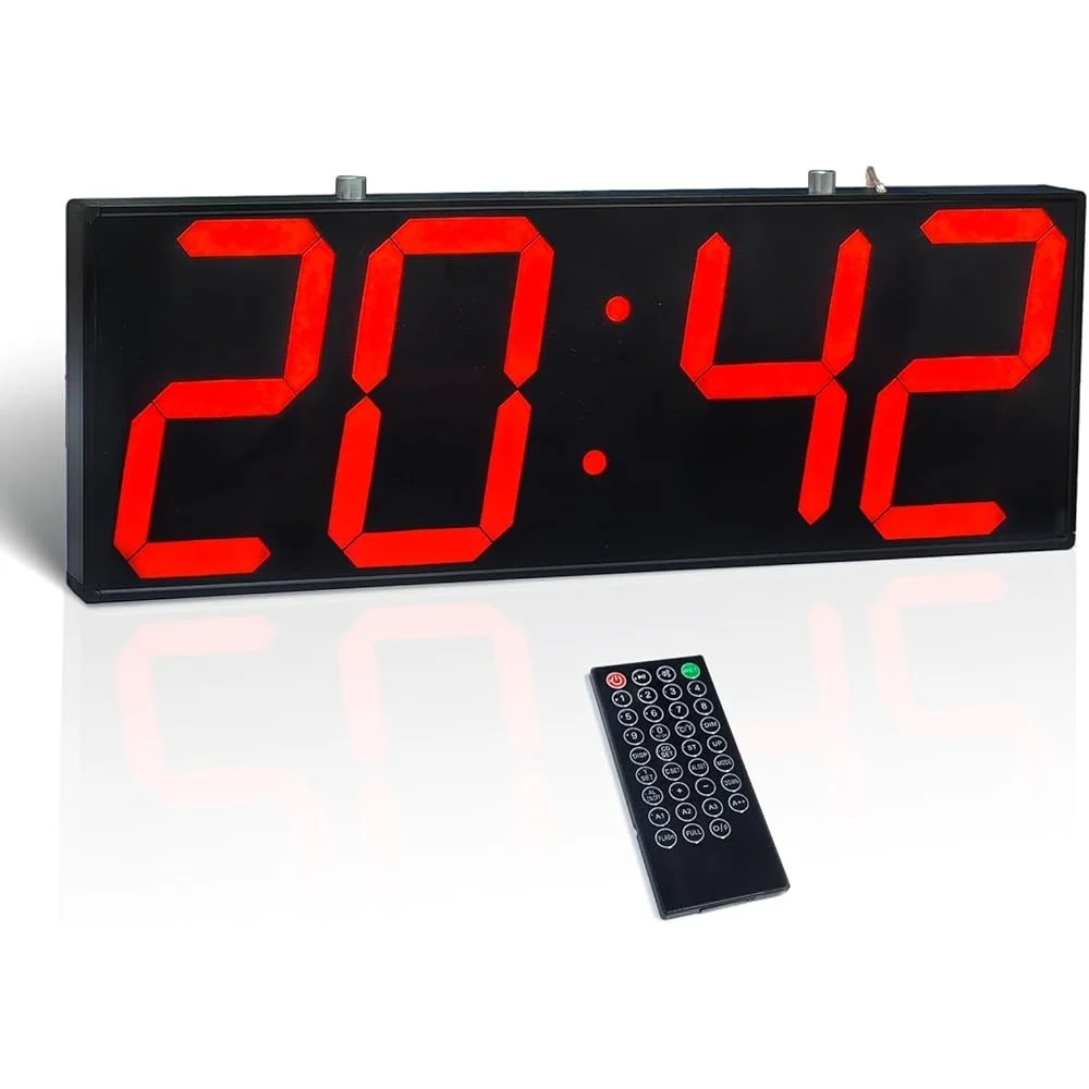 ساعة حائط LED مزدوجة الجوانب، شاشة كبيرة، مؤقت منبه، درجة حرارة التاريخ، سهلة التركيب، مثالية للمنزل والمكتب والفصول الدراسية