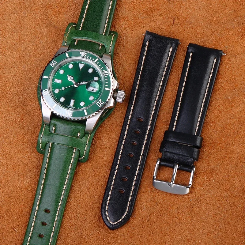 20mm 21mm 22mm With mat wristwatches band Genuine Leather Bracelet watch strap mens watchband handmade Universal bracelet