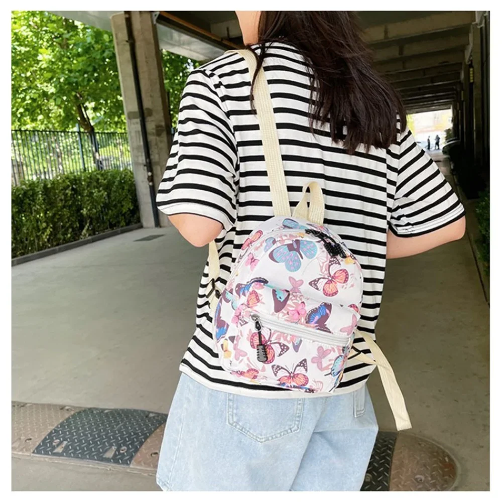 Fashionable Cute Girls Backpack Portable Mini Women Ladies Travel Shoulder Bag Canvas Things for Boy Schoolbag Floral Print