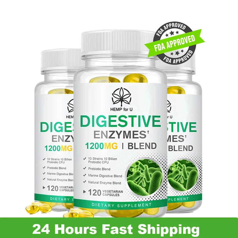 All Natural Digestive Enzyme Capsules 20 Enzyme Blend Prebiotics Supplement For Digestion and Gut Function Vegetarian Friendly