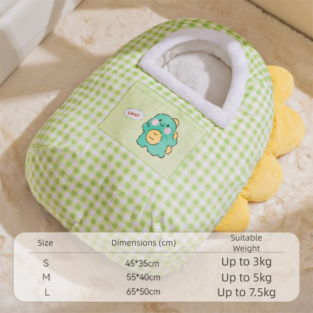 

Dog House Bed Cartoon Cat Sleeping Bag Semi-Enclosed Thickened Pet Warm Nest Comfortable Soft Cat Dog Kennel Sleep