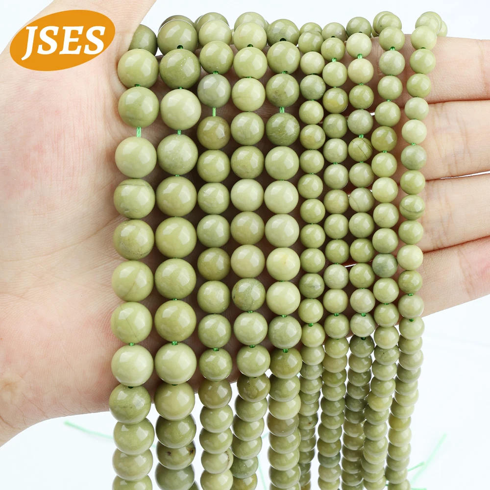 A++ Natural Stone Olivine Jasper Round Loose Spacer Beads for Jewelry Making Bracelet Necklace Handmade DIY Accessories 6/8/10mm