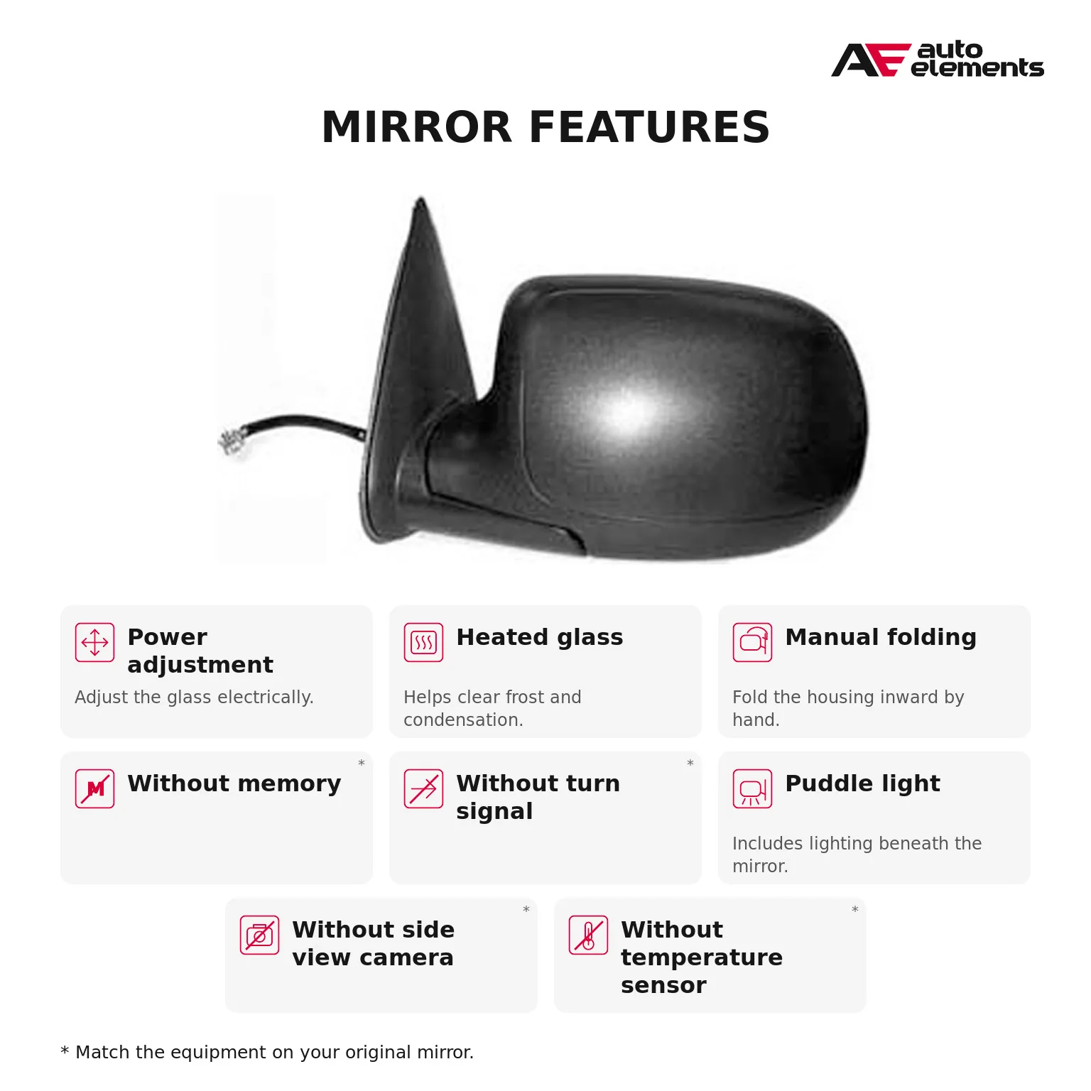 Autoelements Door Mirror Driver Side For 99-06 Chevrolet Suburban Silverado