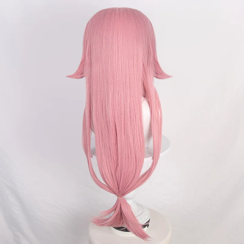 Yae miko peruca genshin impacto cosplay projeto celestia rosa longo staight resistente ao calor peruca de cabelo sintético adulto + boné peruca grátis