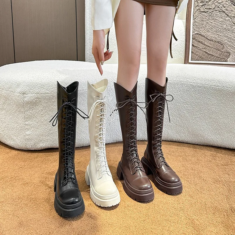 

Knight Boots for Women Spicy Girls Long Boots Thick Soled Straps Knee High Boots Sexy Style Women Shoes Women Pumps 41-166