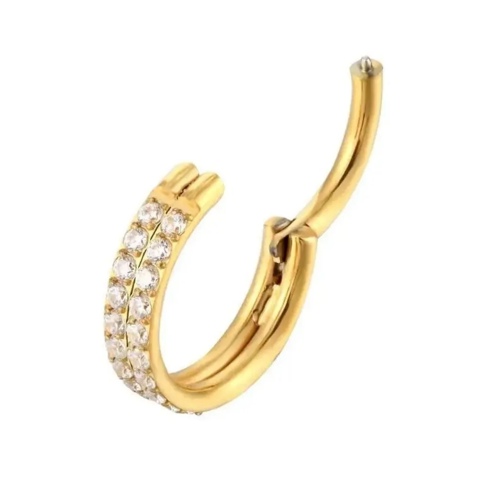 G23 Titanium Piercing Double row CZ Superior Quality Hight Segment Rings Small Septum Nose Rings Earrings Piercing Body Jewelry