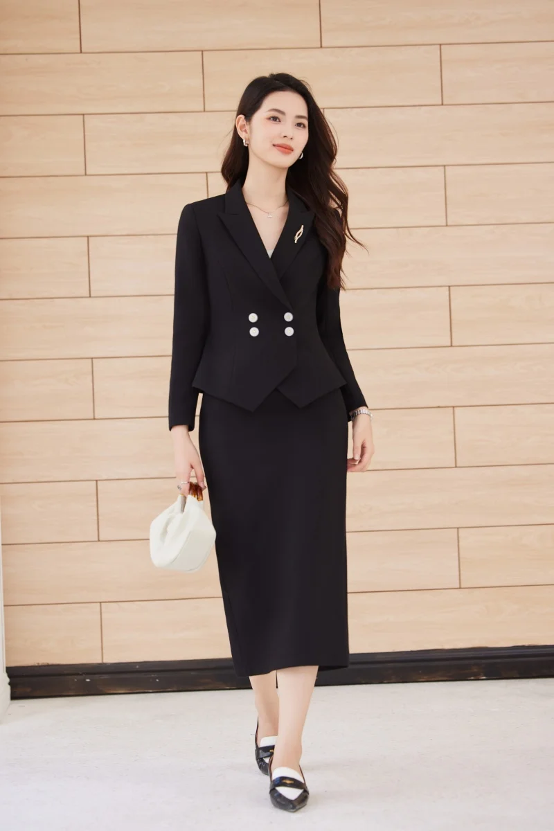 

AIyssa Модный профессиональный женский костюм-двойка + юбка. Изысканный и элегантный, новый стиль на осень/зиму 2025.