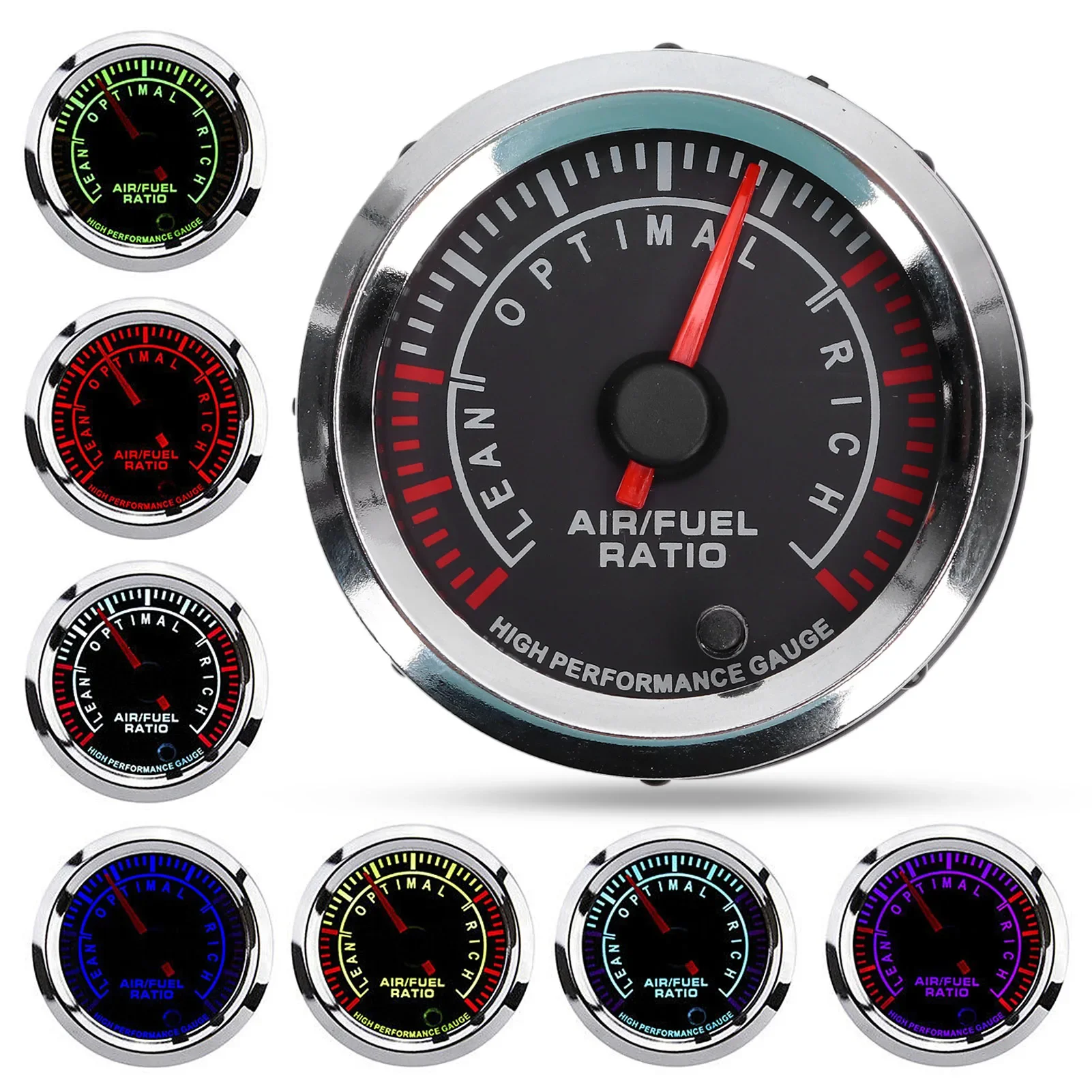 2in 12V Air Fuel Ratio Gauge 7 Colors LED High Accuracy Professional AFR Meter Universal for Car