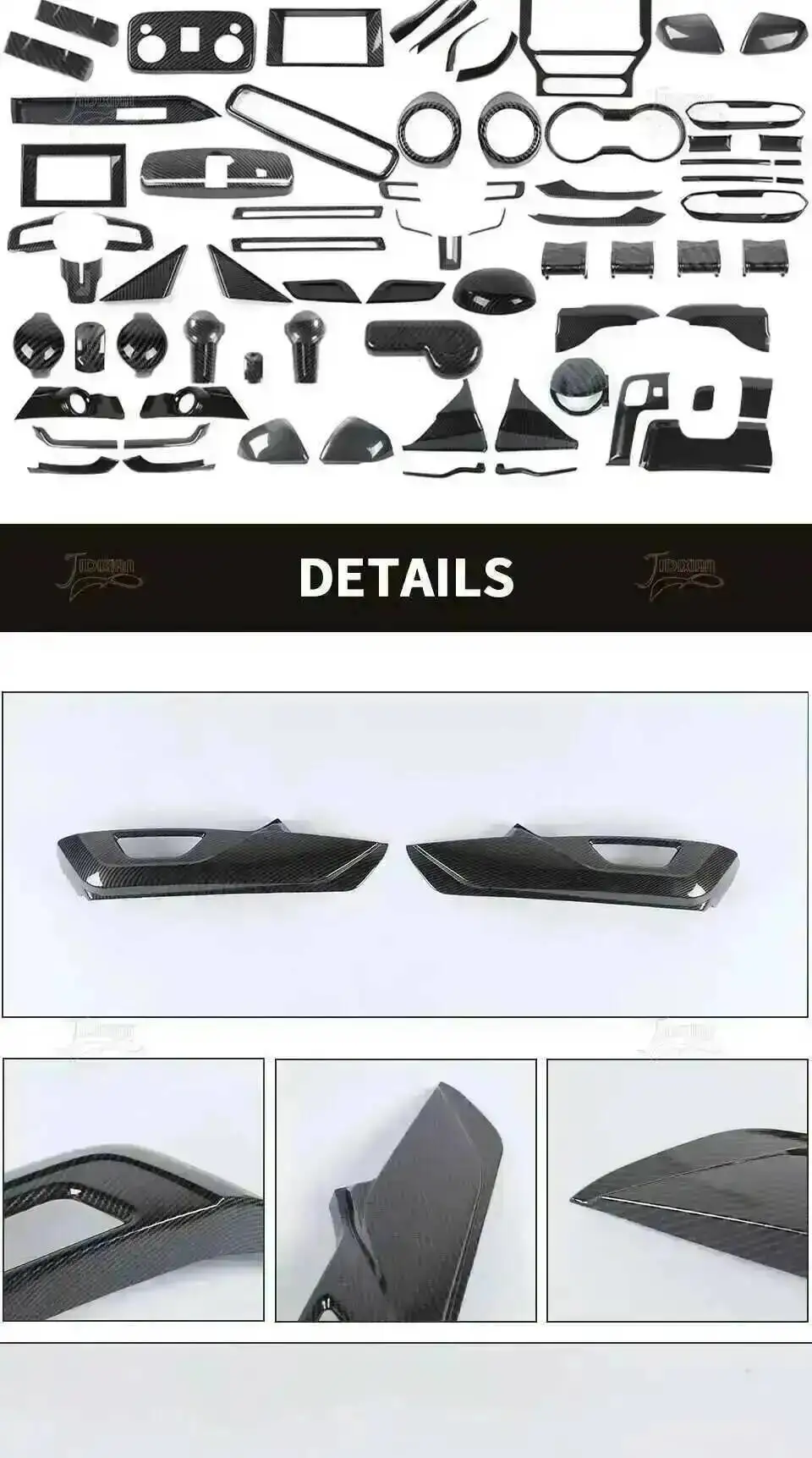 Carbon Fiber Grain Car Interior and Exterior Decoration Covers for Ford Mustang 2015–2023 description 4