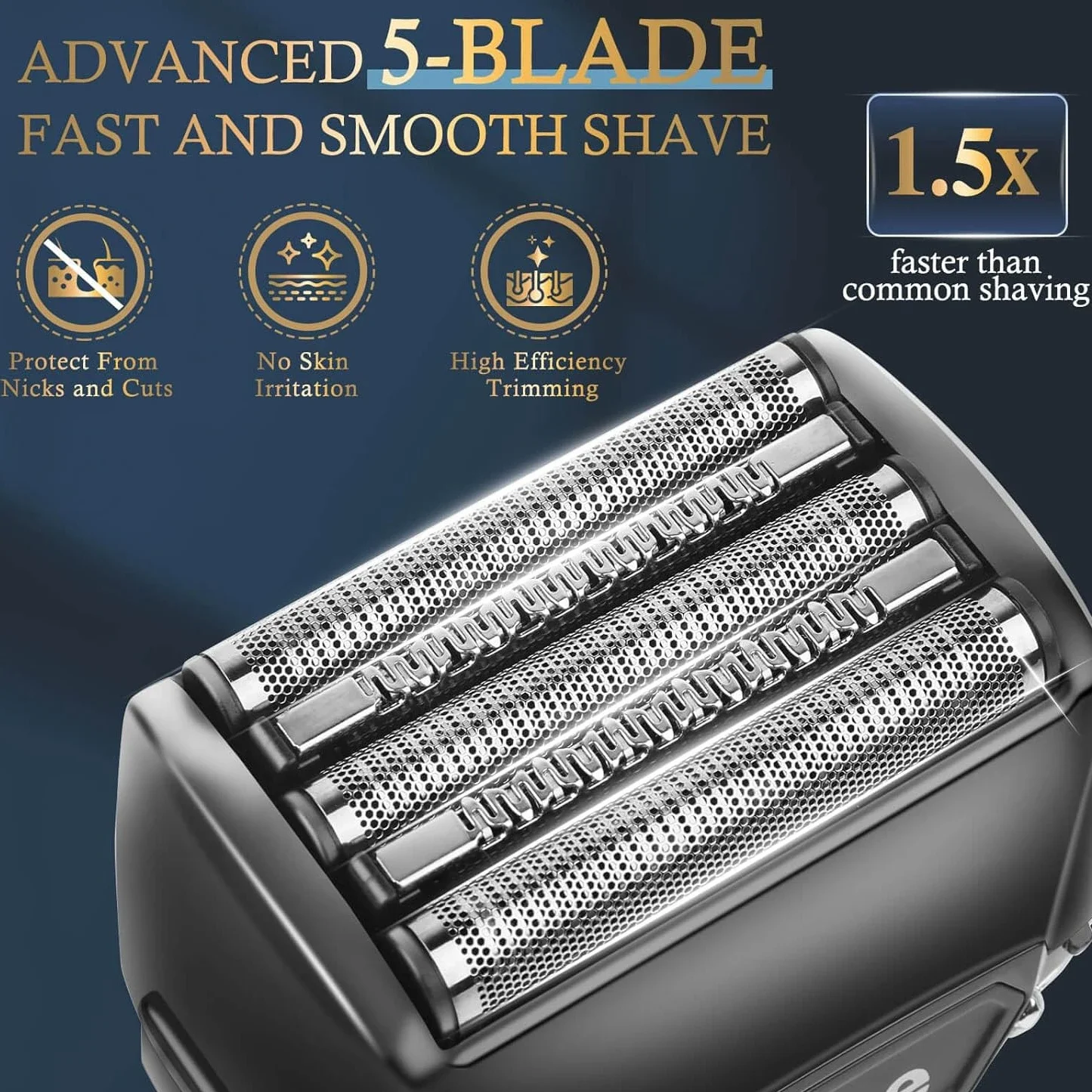 Kemei Km-3215 5-Blade System ماكينة حلاقة كهربائية للرجال الوجه اللحية الرطب الجاف ماكينة حلاقة كهربائية قابلة للشحن ماكينة حلاقة الرأس الأصلع