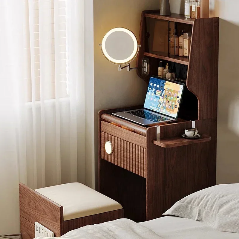 Small Corner Vanity Table Wood Drawers Makeup Mirror Chair Bedside Dressing Table Modern Cosmetics Penteadeira Trendy Furnitur