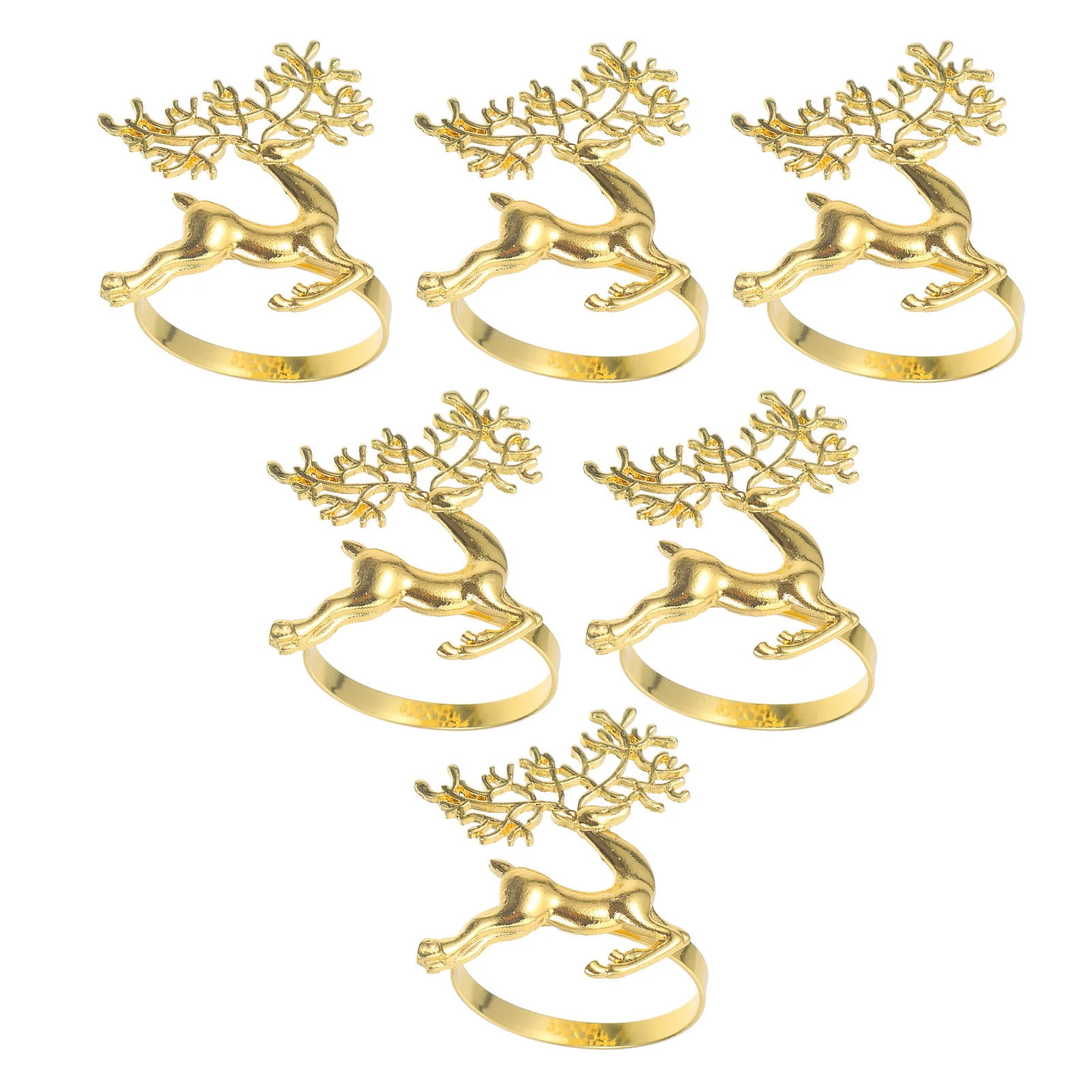 

6Pcs Elk Shape Christmas Napkin Rings Metal Alloy Xmas Napkin Buckles Tableware Accessories Holiday Dinner Party Decor