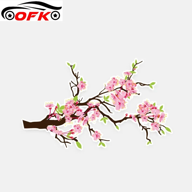 14CM*8.4CM Unique Peach Blossom Branches Decor Car Stickers High Quality Personalized