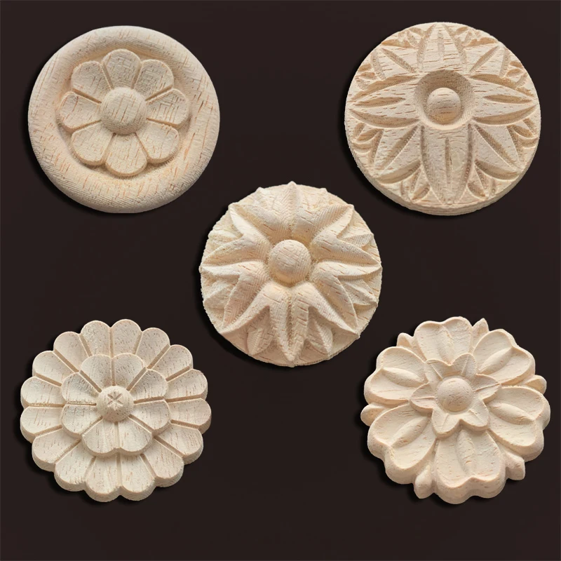 Wood Carving Onlays Appliques Wood Figurines Decor Living Room Home Decor Furniture Wood Decoration Wood Decal Vintage Figurines