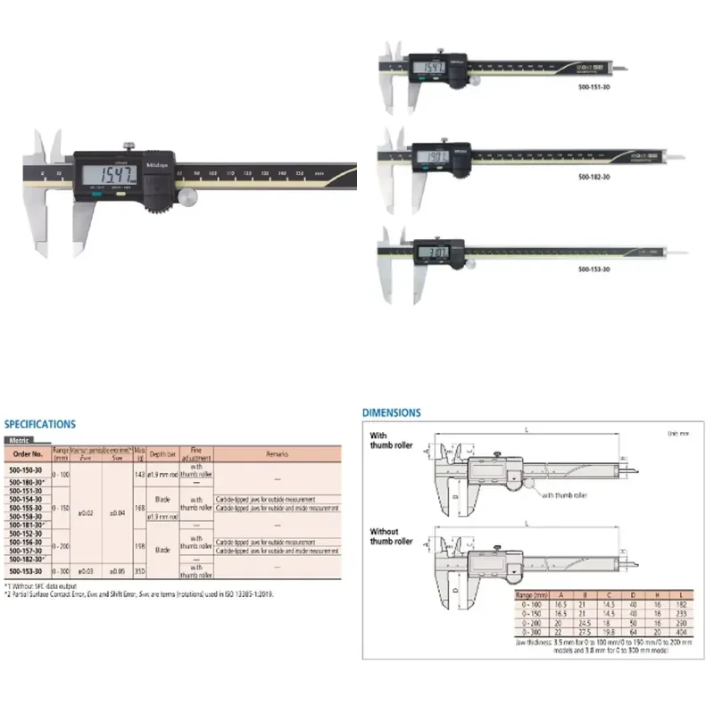 ABSOLUTE Digimatic Caliper Series 500 High-quality Exclusive Encoder Technology 0-100mm Range 0.01mm Resolution for