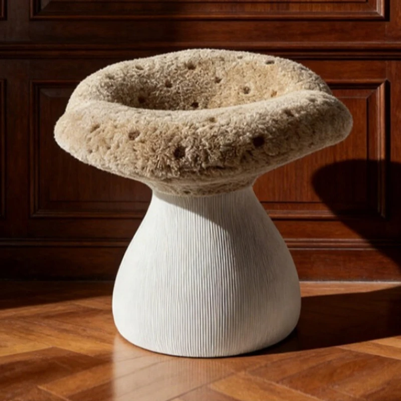 New fabric low stool bedroom makeup stool living room entrance shoe change multi-purpose mushroom stool