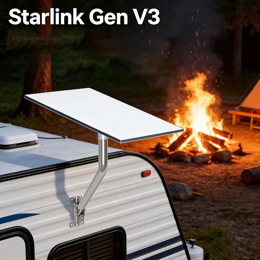 Starlink Gen 3 Long Mount,160° Adjustable Tilt,Roof Wall Pole Mount,with Pole and Pipe Adapter, for Standard 4X, Enterprise Dish
