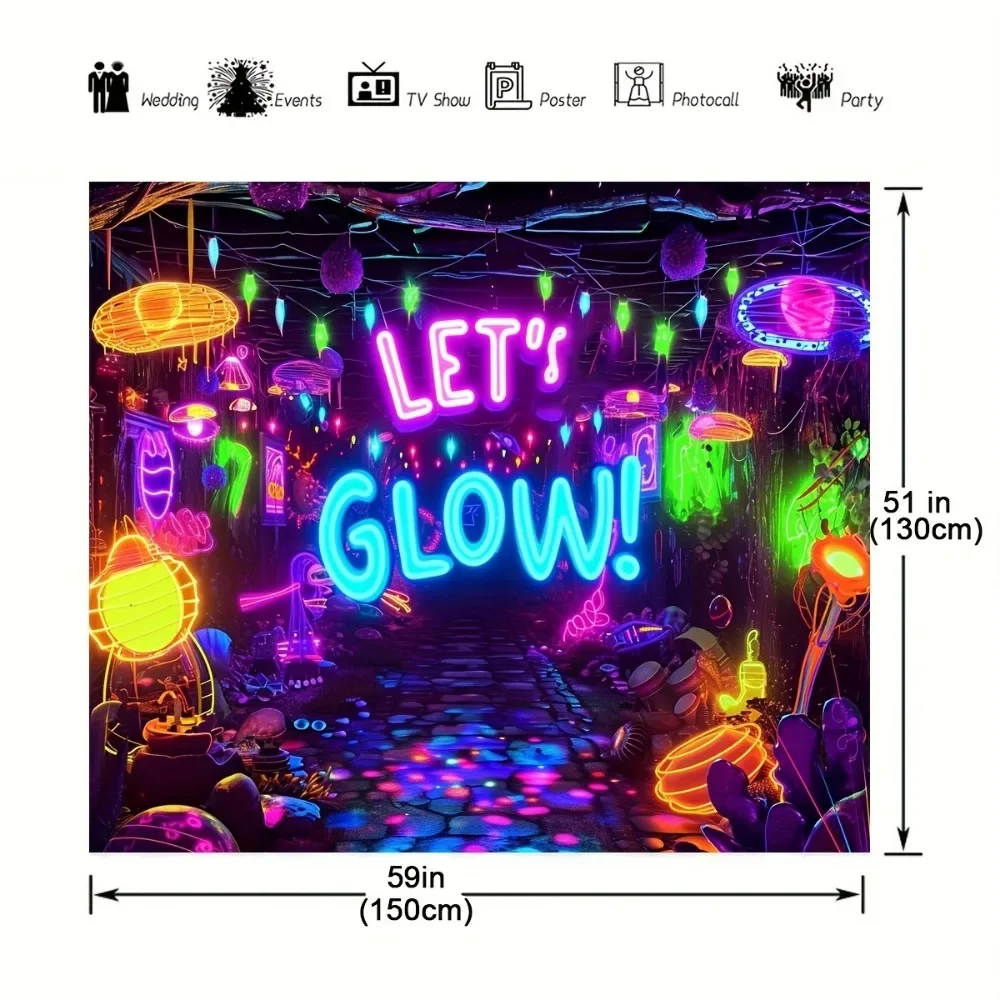 Neon Glow Party background fabric lets Glow Glow background Glow party theme background Halloween neon