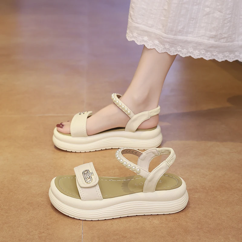 

Summer Breathable Women Flat Sandals Casual Simple Structure Non Slip Wear Resistant Student Daily Footwear