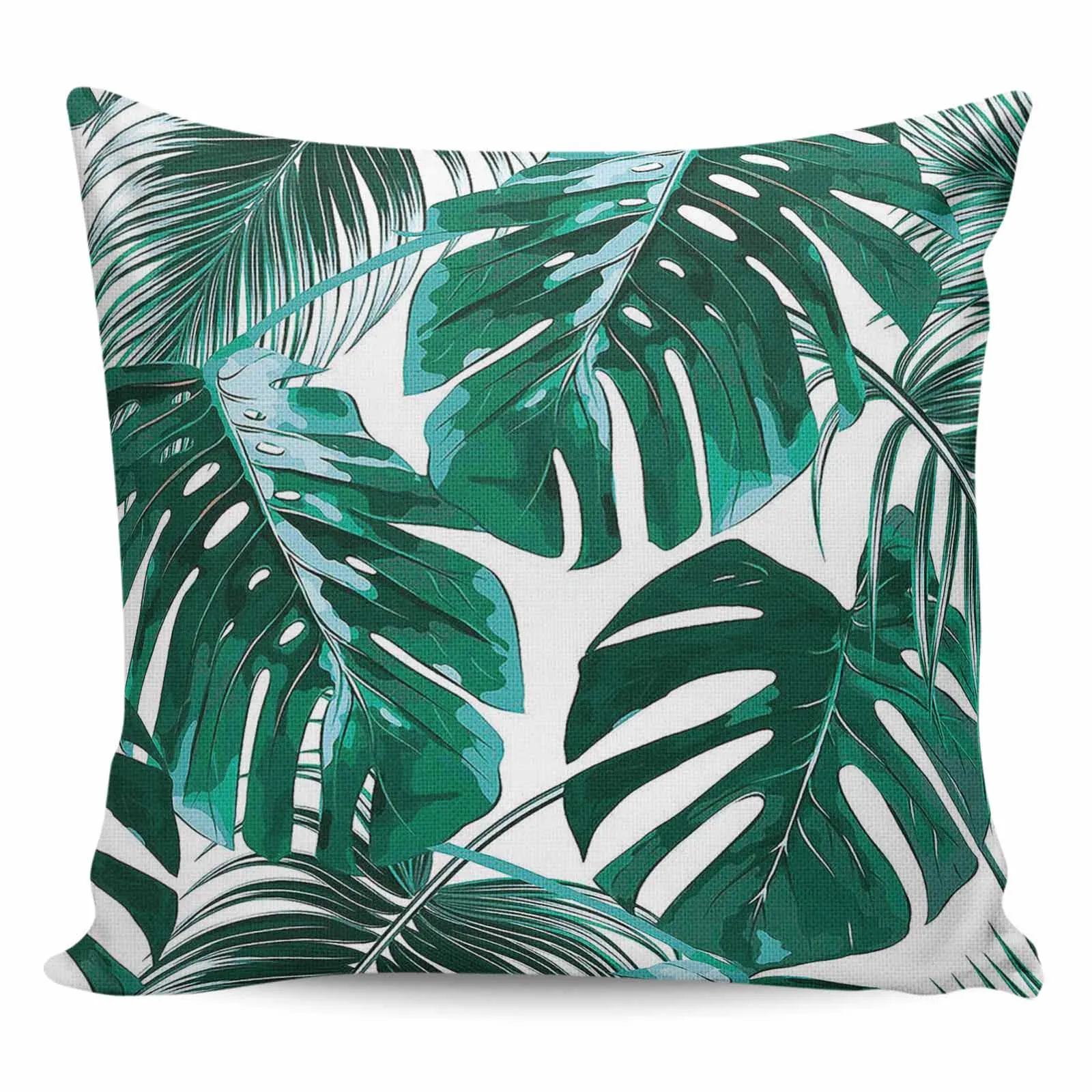 

2/4PCS Waterproof Pillow Cover Green Tropical Jungle Plant Palm Leaves Square Throw Pillowcase Home Decor Sofa Cushion Cover