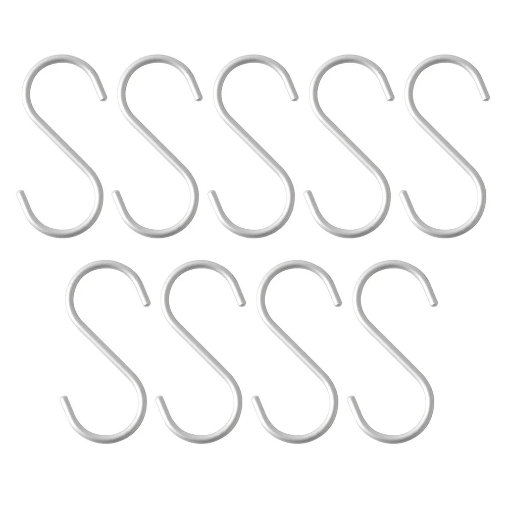 

9pcs Aluminum S Hooks for Kitchen Bathroom Silver Closet Rack Heavy Duty Metal Shaped S Hooks For Kitchen Hook Storage