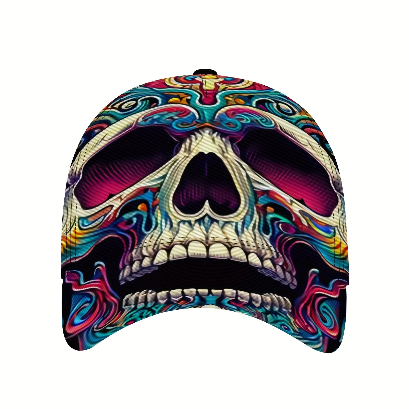 Skull Pattern Hip Hop Baseball Cap Unique Street Style Design Adjustable Sports Headwear Fashion Accessory Holiday Gift