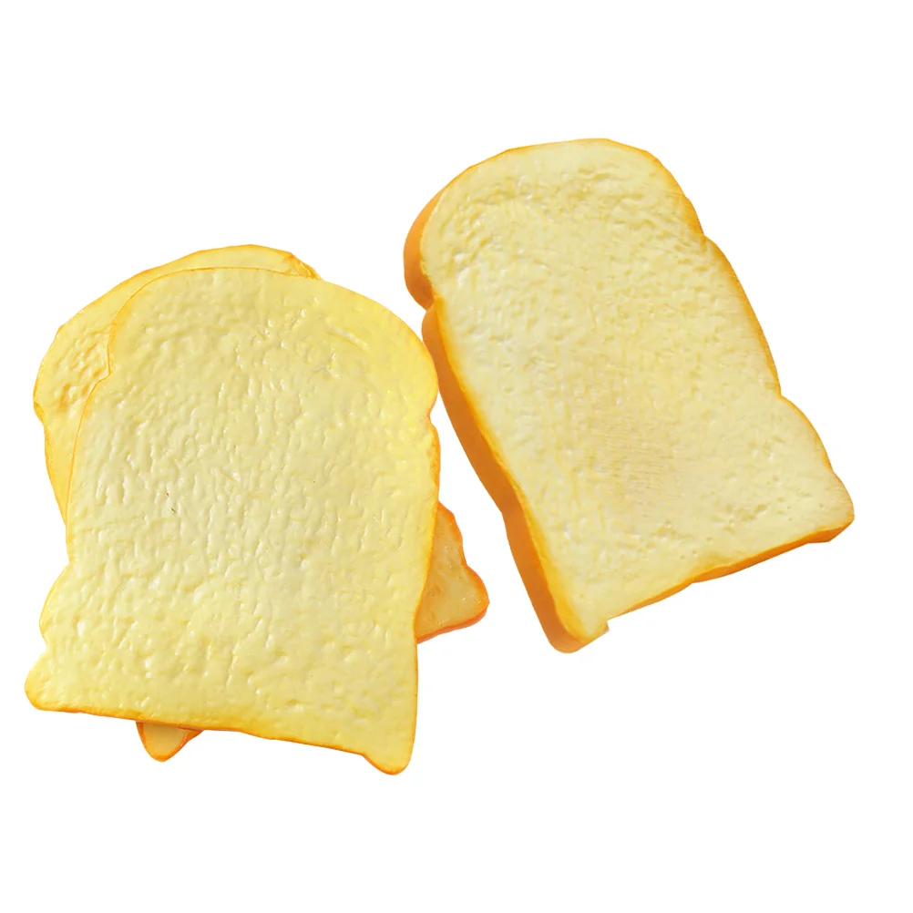 3 Pcs Toast Model Bread Food Pu Models Decor Decorations Bakery Photo Props Artificial Slice Decorate