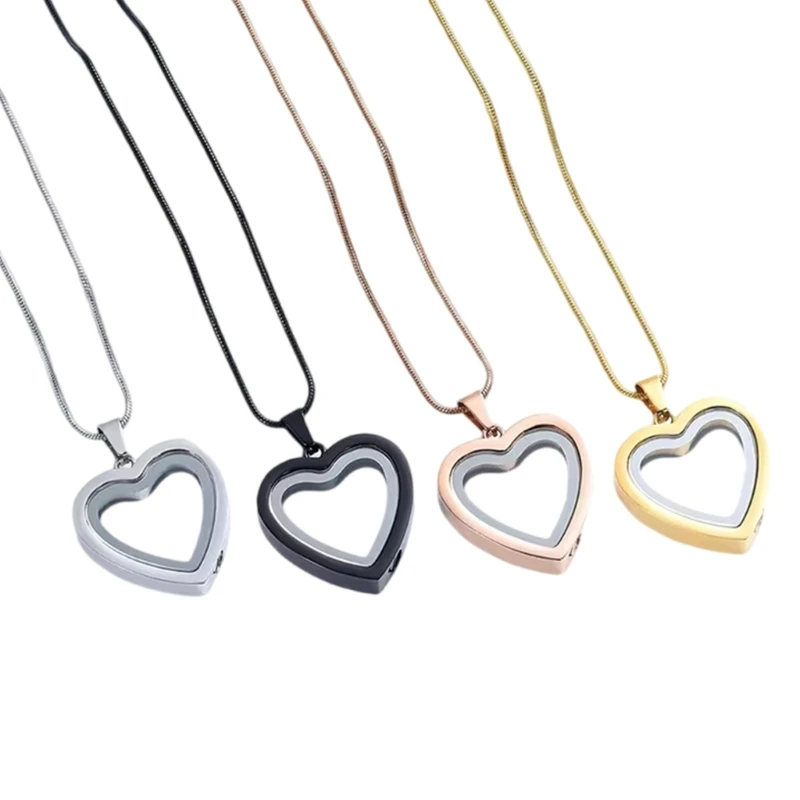 2 Pack Elegant Pet Locket Necklace for Women Man Heart Locket for Ashes/Hair