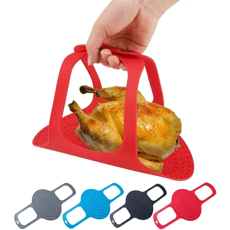 Hitzebeständige Türkei Lifter BBQ Huhn Korb Türkei Braten Sling Silikon Ofen Back Matte Antihaft Herd Sling BBQ Werkzeuge