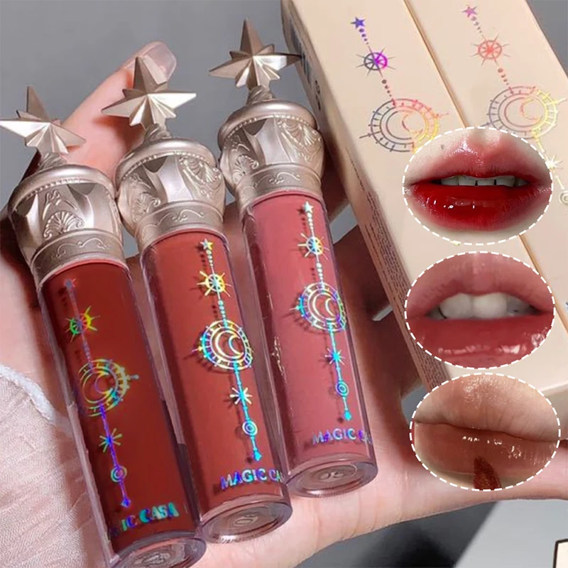 2024 New Moisturizing Lip stain Mirror Lip Gloss Set Glass Glow Matte Lip tint Lipstick Star Cosmetics