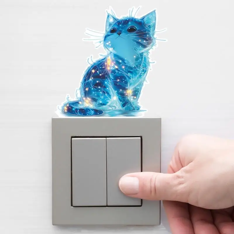 1PC Blue Cat Motorcycle Stickers Waterproof For Scooter Fuel Tank Front Fairing Vinyl Decals Car Window Toilet Wall Decoration