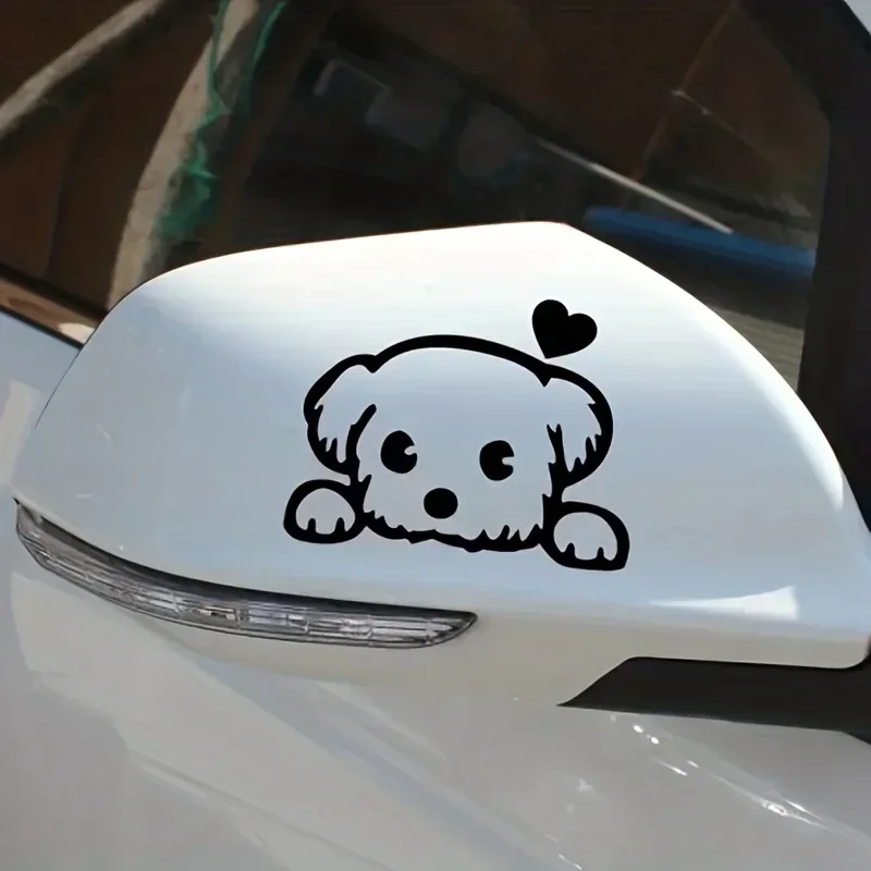 1PC 독특한 강아지 피카부 데칼 - 차량용 독특한 개 디자인 - 달콤한 분위기 방수 내구성 비닐 액세서리