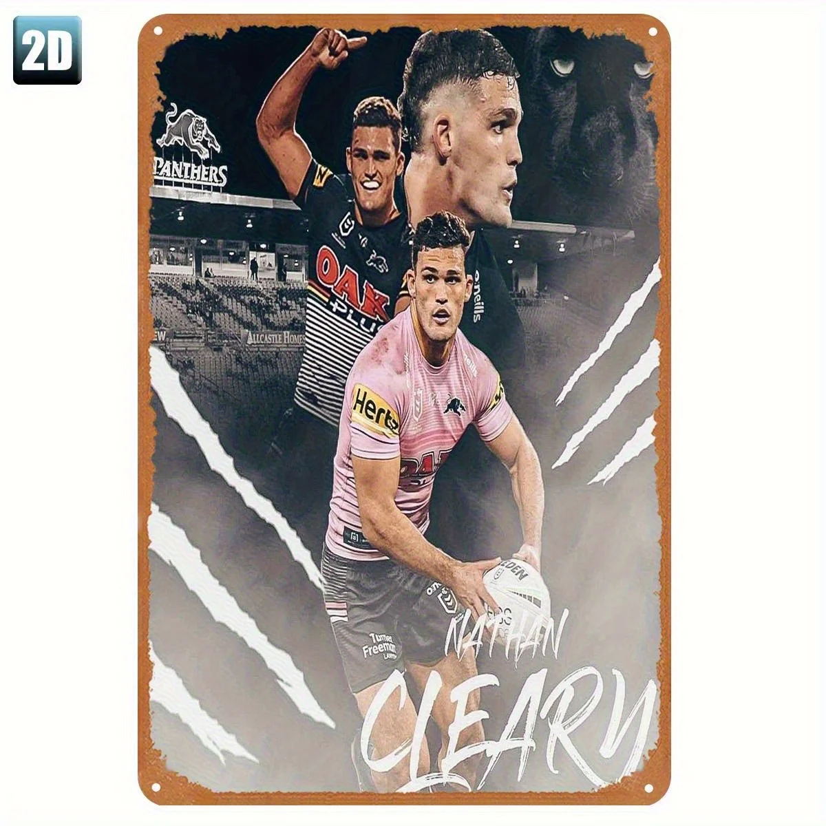 ,  Nathan Cleary Rugby Star Metal Tin Sign- Official Sports Merchandise,  (20x 30cm) Durable Colorful Tin Wall Art, Dynamic Acti